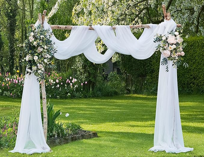 Warm Home Designs 24 Feet Long White Sheer Window Scarf. These XXL Length Valance Scarves 54 X 288 Inches in Size. Great as Bed Canopy or Wedding Arch Draping Fabric. AM White 288"