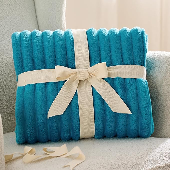 Bedsure GentleSoft Teal Fleece Blanket for Couch - Cozy Soft Blankets for Women, Cute Small Throws for Girls, 108x90 Inches
