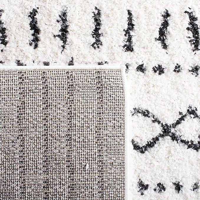 SAFAVIEH Arizona Shag Collection Area Rug - 6' x 8', Ivory & Black, Non-Shedding & Easy Cleaning, Plush Thick Pile, Ideal for Living Room, Bedroom, Dining Space (ASG741Z)