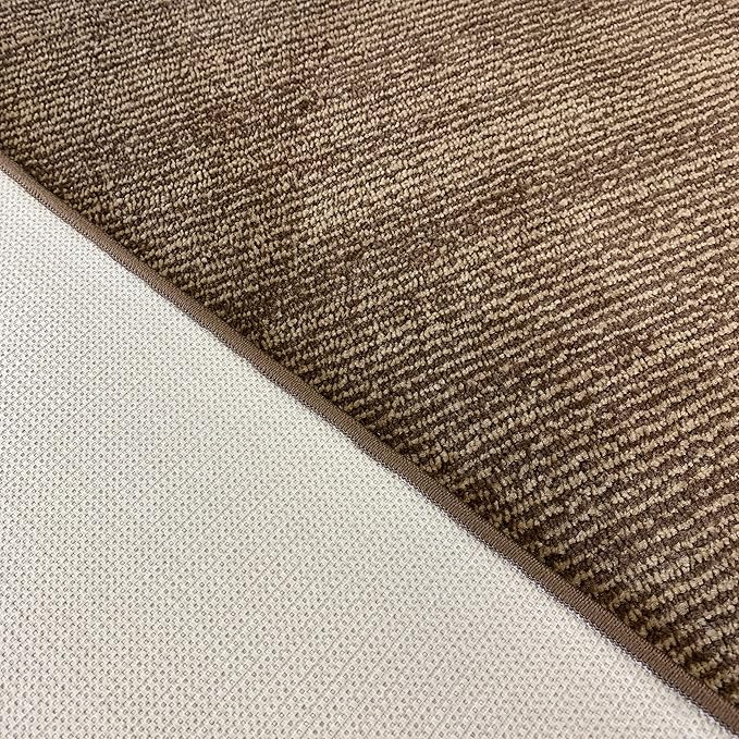 Custom Length Cut to Size Wide Width Carpet Runner Rug for Hallways, Slip Resistant Latex Rubber Backed, 31 inch Wide X Customized Length, Stripe Brown, 31 inch X 11 feet