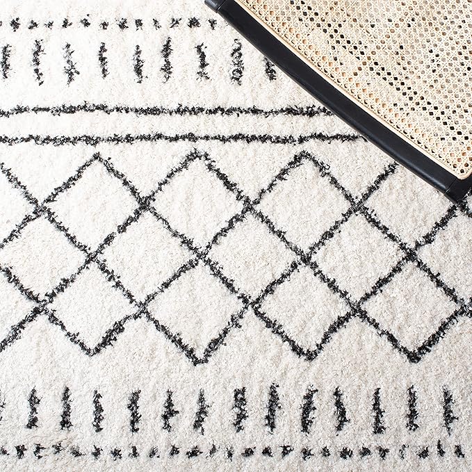 SAFAVIEH Arizona Shag Collection Area Rug - 2'3" x 20' Runner, Ivory & Black, Non-Shedding & Easy Cleaning, Plush Thick Pile, Ideal for Living Room, Bedroom, Dining Space (ASG741Z)